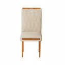 Ver imagem 4 de Kit 2 Cadeiras Estofadas de Jantar Azaléia - Mdf em Linho Pés em Madeira - Vintage Decor - Bege