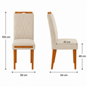 Ver imagem 3 de Kit 2 Cadeiras Estofadas de Jantar Azaléia - MDF em Linho Pés em Madeira - Vintage Decor - Bege