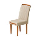 Ver imagem 3 de Kit 2 Cadeiras Estofadas de Jantar Azaléia - Mdf em Linho Pés em Madeira - Vintage Decor - Bege