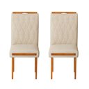 Ver imagem 1 de Kit 2 Cadeiras Estofadas de Jantar Azaléia - Mdf em Linho Pés em Madeira - Vintage Decor - Bege