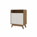 Ver imagem 2 de Buffet Aparador para Sala de Estar 2 Portas Eccos Marrom/Nature/Off White