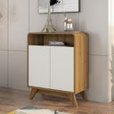 Ver imagem 1 de Buffet Aparador para Sala de Estar 2 Portas Eccos Marrom/Nature/Off White
