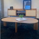 Ver mais imagens de Mesa de Centro Orgânica 120cm Chanfrada Pé Madeira Móvel na Caixa