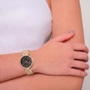 Ver imagem 2 de Relógio Feminino com Strass Cravejado Dourado/Preto + Caixa