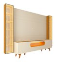 Ver mais imagens de Rack Painel para TV até 84 Polegadas com LED 100% MDF 293cmx238cm Pés em Madeira Maciça Espelhos Luminare Nobre Bege Off White/Naturale
