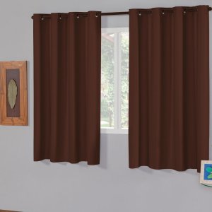 Cortina Blackout 2,20x 1,30 Franzida Padrao para Sala Ilhos Corta Luz Cor Tabaco