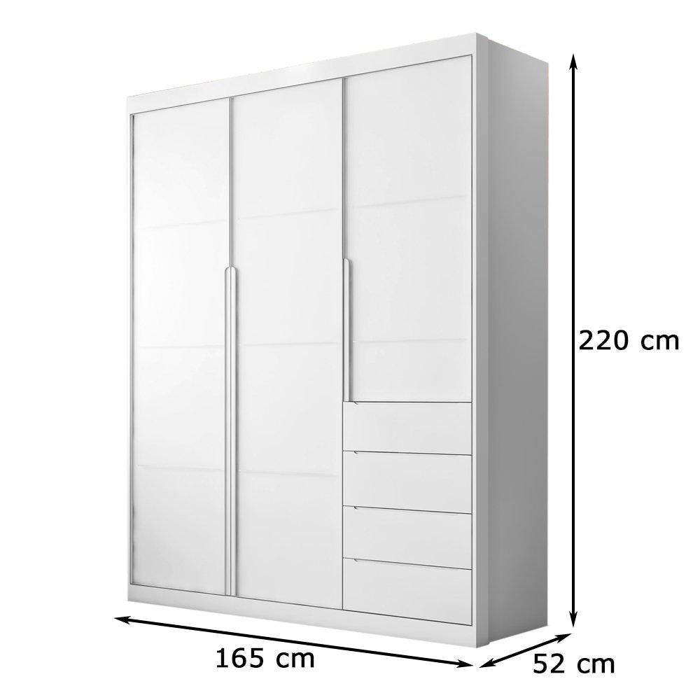 Quarto completo com Guarda Roupa 3 Portas e 4 Gavetas + Cômoda 2 Portas e 4 Gavetas Pérola Branco - - 2