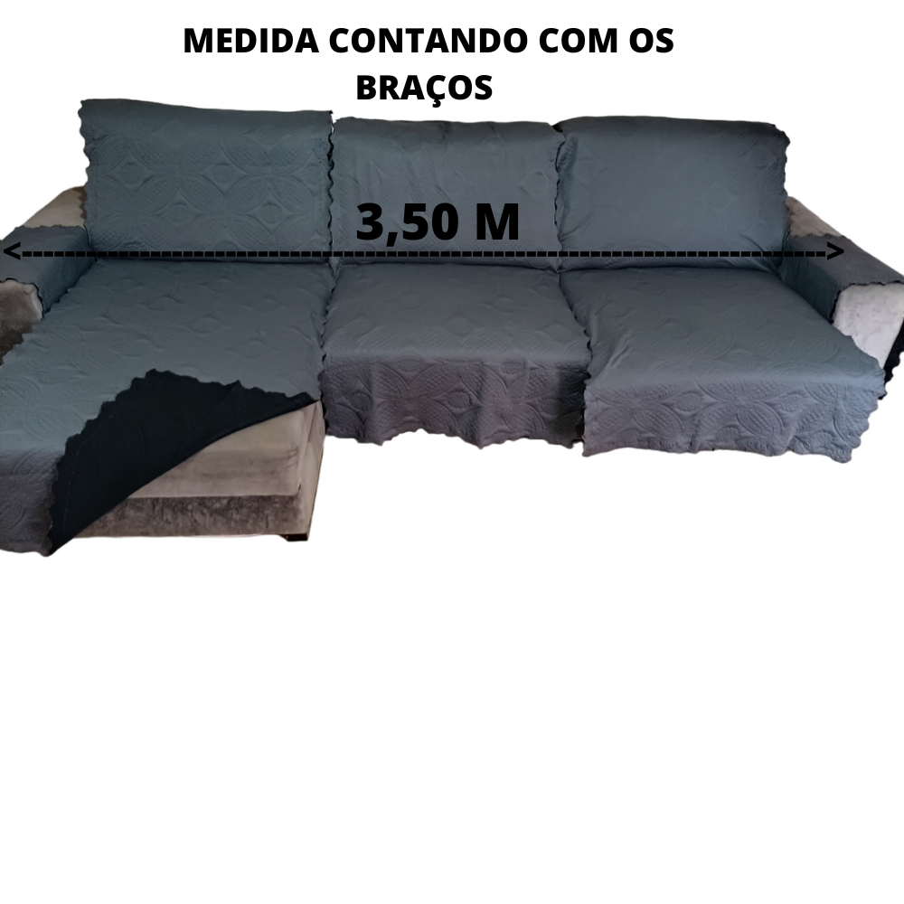 Protetor de Sofá Retrátil 3 Módulos Dupla Face 3,50m Medidatotal:cinza/preto - 10