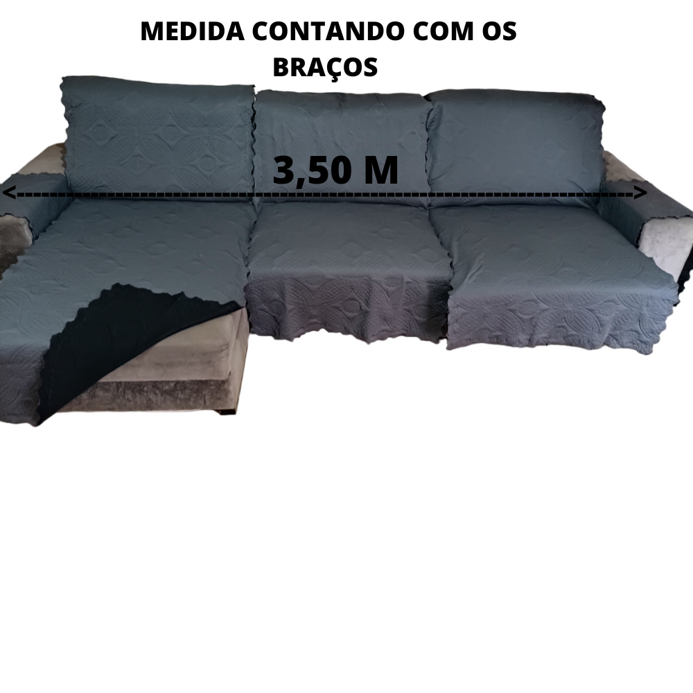 Protetor de Sofá Retrátil 3 Módulos Dupla Face 3,50m Medidatotal:cinza/preto - 2