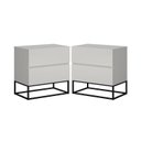 Ver imagem 2 de Kit 2 Mesas de Cabeceira 45cm Eros 2 Gavetas com Corrediças Telescopicas e Pés de Ferro