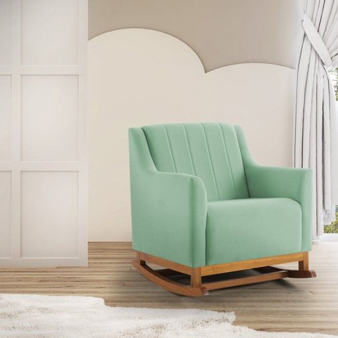 Poltrona de Balanço e Amamentação Mel/Verde Água