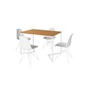 Ver imagem 2 de Mesa Industrial Base Ferro Branco em  V  Tampo 137x90 Canela 4 Cadeiras Eames Assento Branco Ferro B