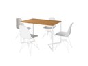 Ver imagem 2 de Mesa Industrial Base Ferro Branco em V Tampo 137x90 Canela 4 Cadeiras Eames Assento Branco Ferro B
