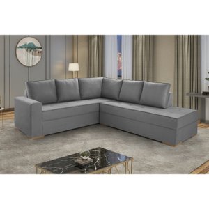 Sofá de Canto com Chaise 6 Lugares Suede Laura Yescasa 296cm