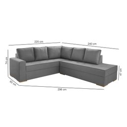 Sofá de Canto com Chaise 6 Lugares Suede Laura Yescasa 296cm - 3