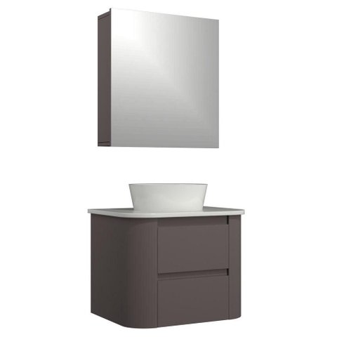 Conjunto Gabinete Suspenso Estela 2g 60cm Marrom MDF - MDP 15mm Venturi