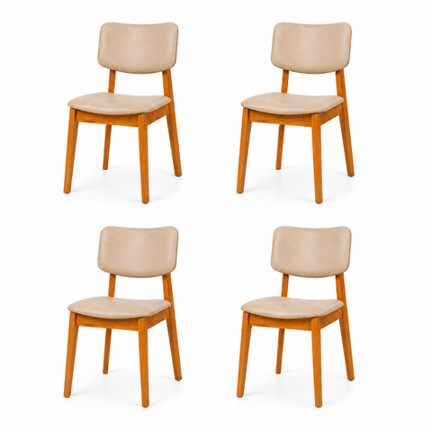 Kit 4 Cadeira de Jantar Madeira Maciça Manuela Estofada Premium Ergonomica Confortável Di Franco