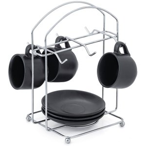Porta Xícaras de Café e Pires Suporte Cromado Organizador Cozinha