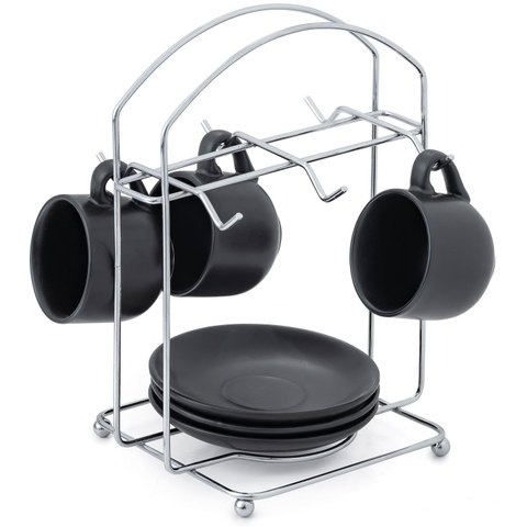Porta Xícaras de Café e Pires Suporte Cromado Organizador Cozinha