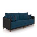 Ver imagem 1 de Sofá 2 Lugares Living 172cm Pé Madeira Valença Pto/veludo Azul K01 - D'Rossi