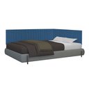Ver imagem 2 de Conjunto de Cabeceira Viuva Solteirão Palito Estofado Suspensa com Proteção Lateral - 128 Cm - Azul