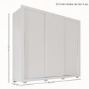Ver imagem 4 de Guarda-Roupa Casal 3 Portas de Correr 185cm Multimóveis Branco