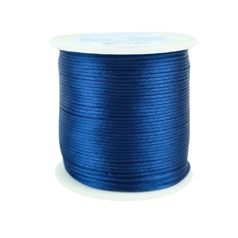 Cordão Acetinado Rabo de Rato 1mm Rolo com 100m Azul Marinho