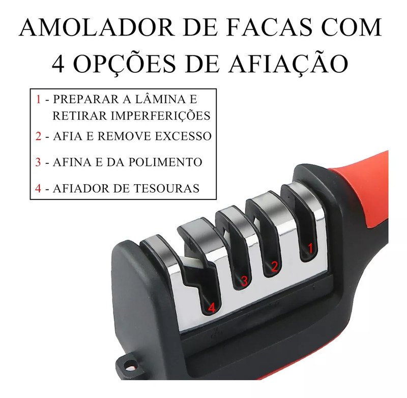 Afiador Amolador de Facas 3 Opções de Afiar Profissional - 4