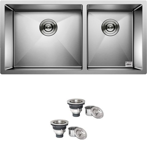 Cuba Dupla Quadrada Inox 304 Gourmet 9040 Assimétrica com Válvula - Ec048