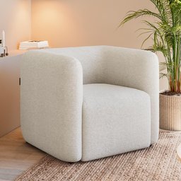 Poltrona Decorativa para Sala de Estar Fixa Living Peônia K01 Bouclê Creme - Lyam Decor - 2