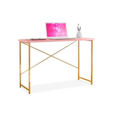 Escrivaninha Industrial Juvenil Princesa Aço Carbono Klm Dourado-rosa