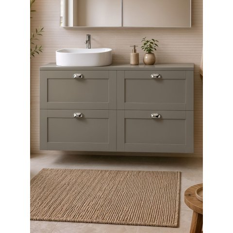 Gabinete para Banheiro com Tampo e Cuba 120cm Retro MDF Verde Milano - On Móveis