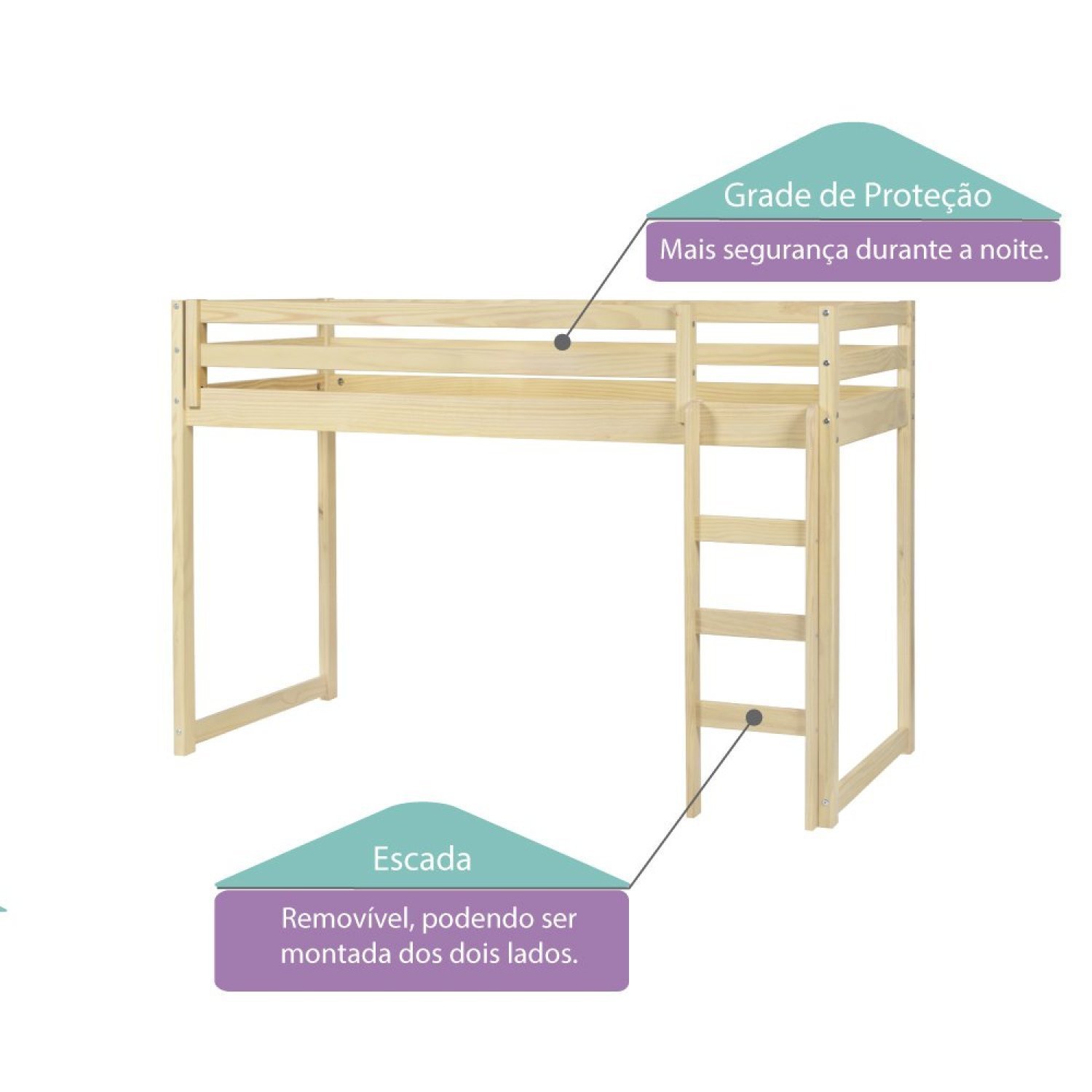 Cama Infantil Prime Alta II em Madeira Maciça Casatema - 5