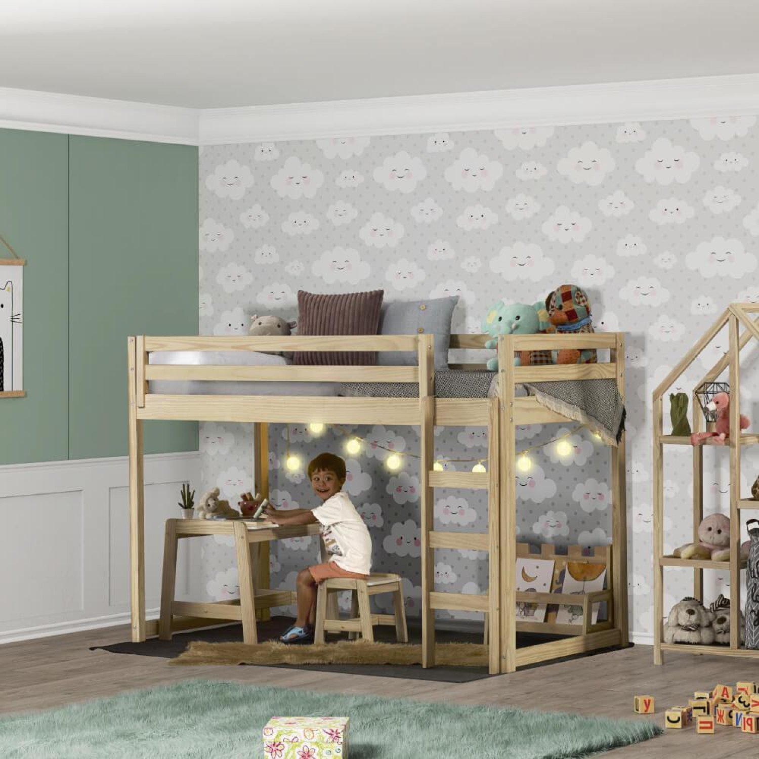 Cama Infantil Prime Alta II em Madeira Maciça Casatema - 1