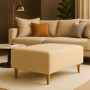 Ver imagem 1 de Puff Bela Manu Decor Madri Pés Palito em Linho Bege Escuro