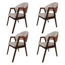 Ver imagem 1 de Kit 4 Cadeiras de Jantar Madeira Maciça Mel Helen Assento Linho Bege Facto Ocre