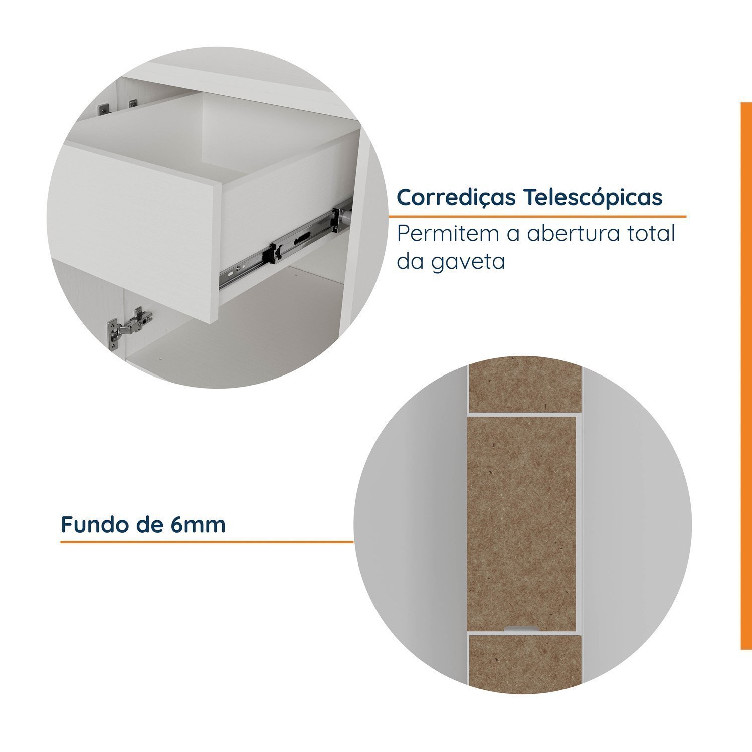 Mesa de Cabeceira Modular Esquerda 2 Portas 1 Gaveta Hera CabeCasa MadeiraMadeira - 7