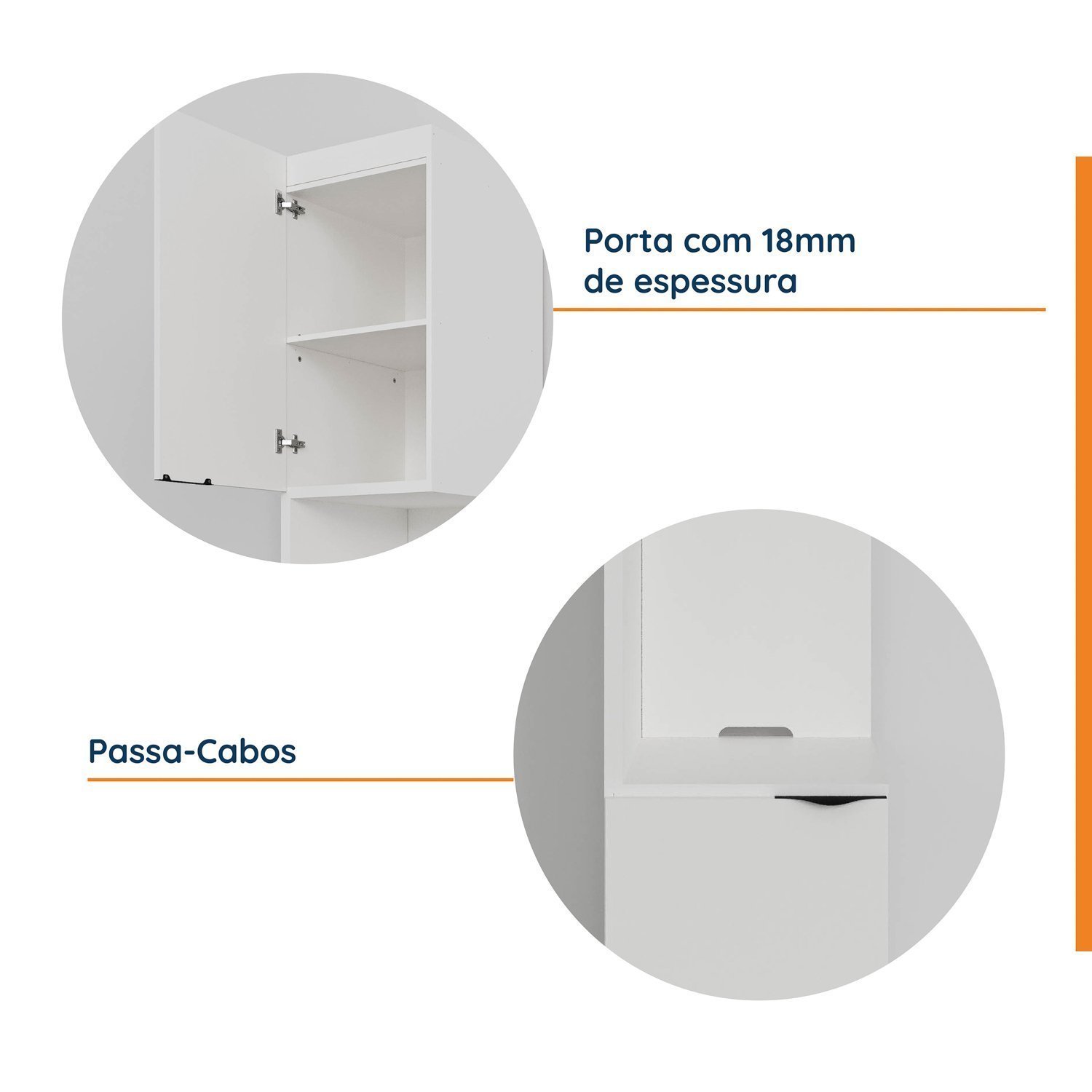 Mesa de Cabeceira Modular Esquerda 2 Portas 1 Gaveta Hera CabeCasa MadeiraMadeira - 6