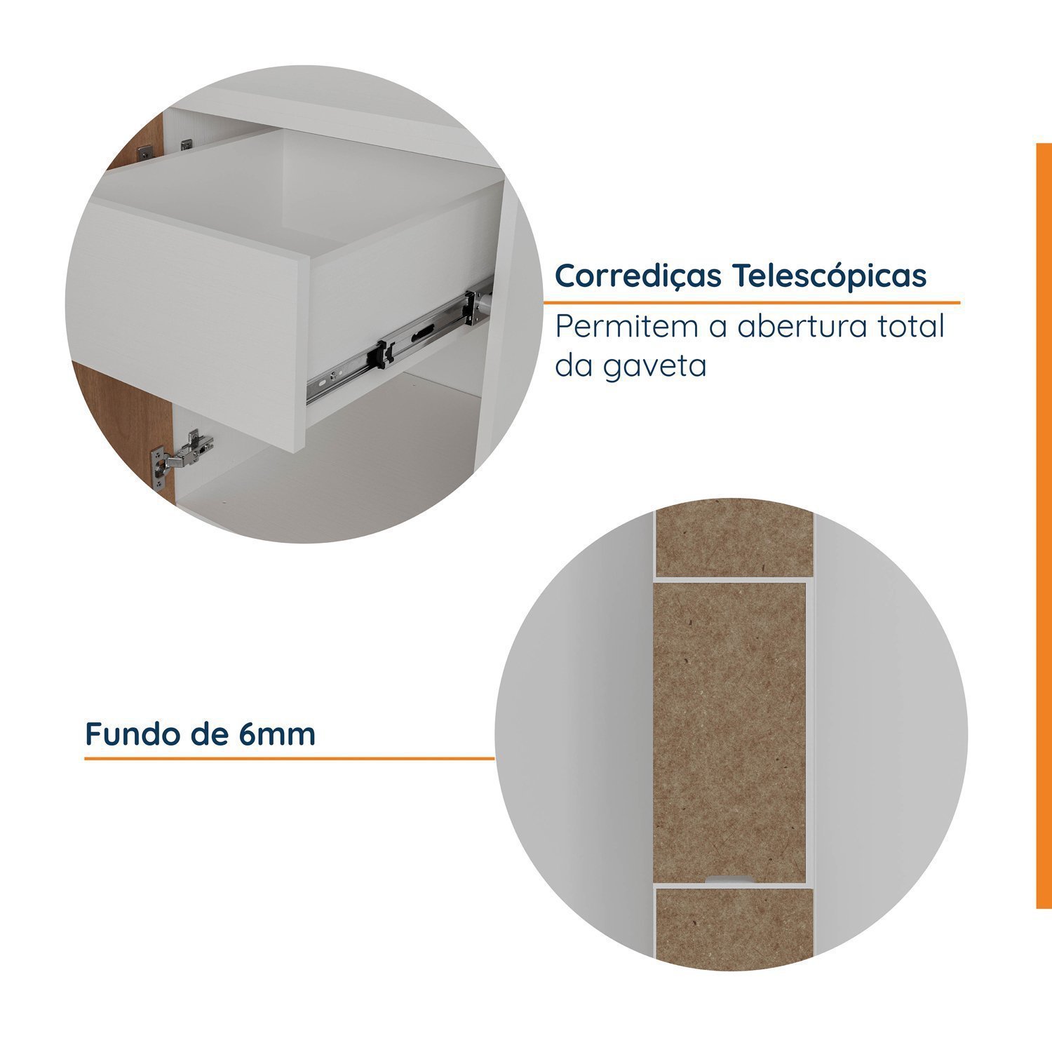 Mesa de Cabeceira Modular Esquerda 2 Portas 1 Gaveta Hera CabeCasa MadeiraMadeira - 7