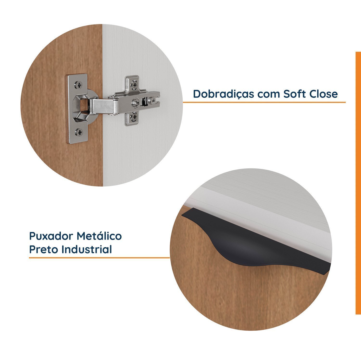 Mesa de Cabeceira Modular Esquerda 2 Portas 1 Gaveta Hera CabeCasa MadeiraMadeira - 5