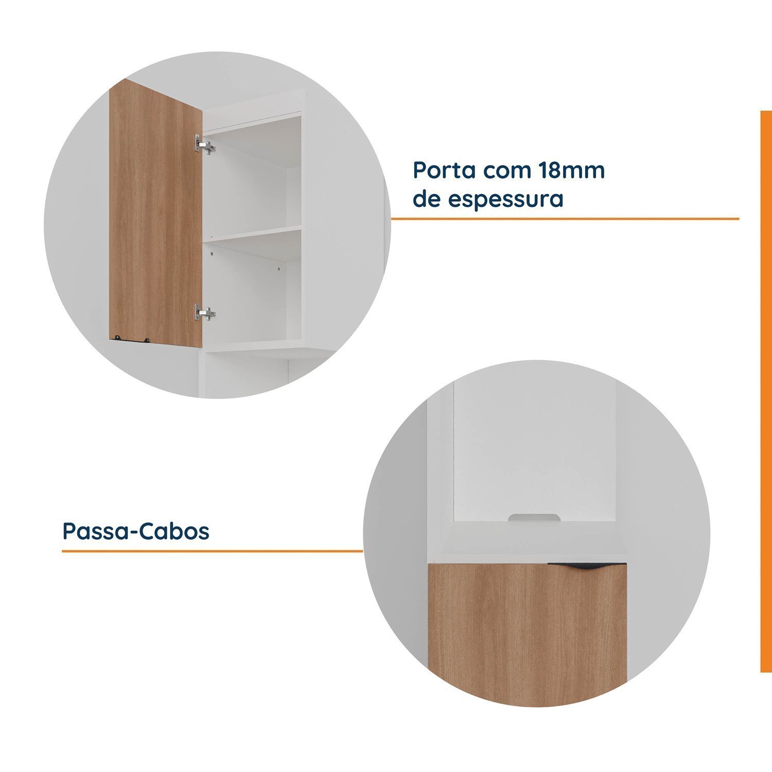 Mesa de Cabeceira Modular Esquerda 2 Portas 1 Gaveta Hera CabeCasa MadeiraMadeira - 6