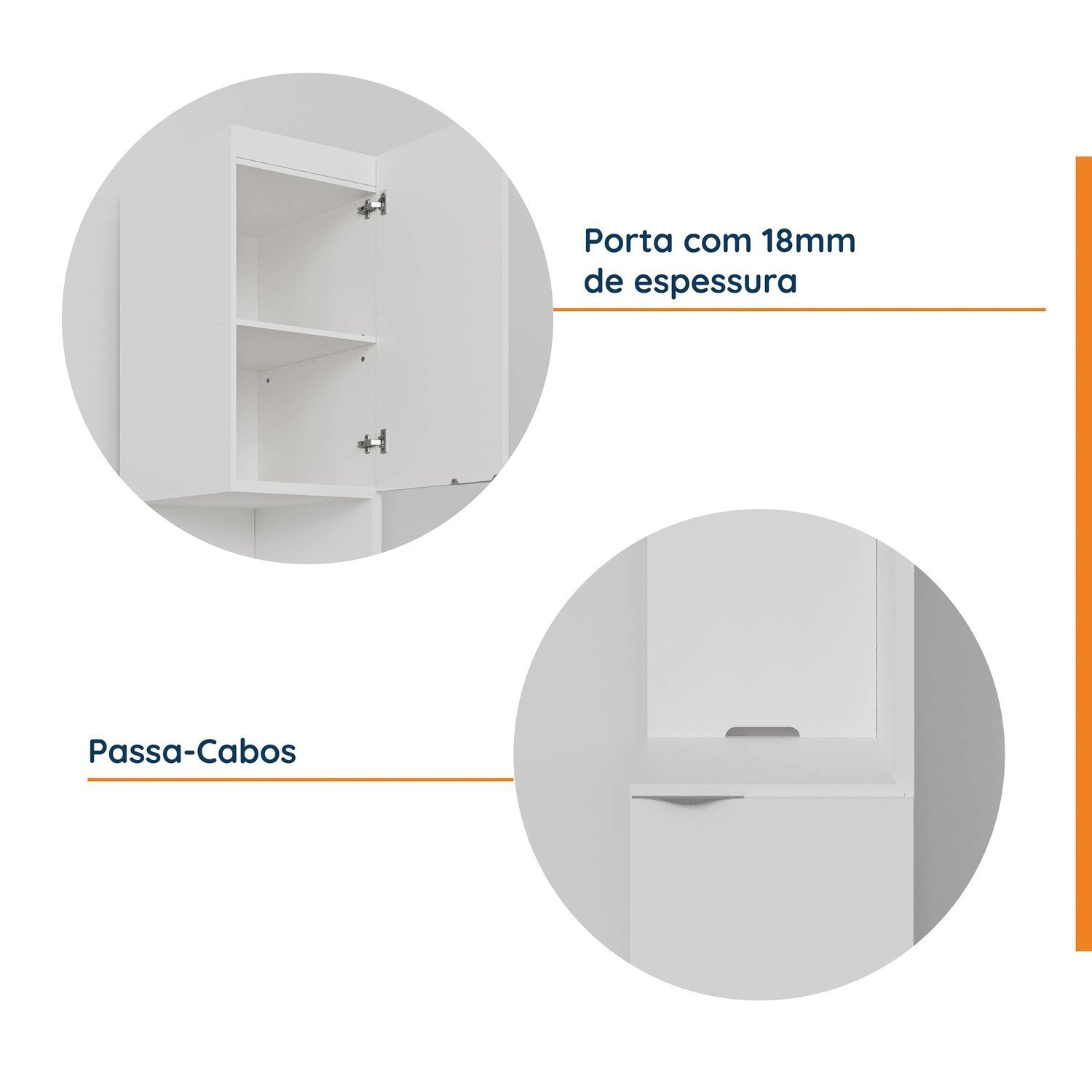 Mesa de Cabeceira Modular Esquerda 2 Portas 1 Gaveta Hera CabeCasa MadeiraMadeira - 6