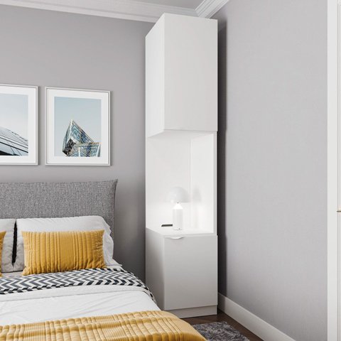 Mesa de Cabeceira Planejada Direita 2 Portas 1 Gaveta Hera CabeCasa MadeiraOriginals Branco