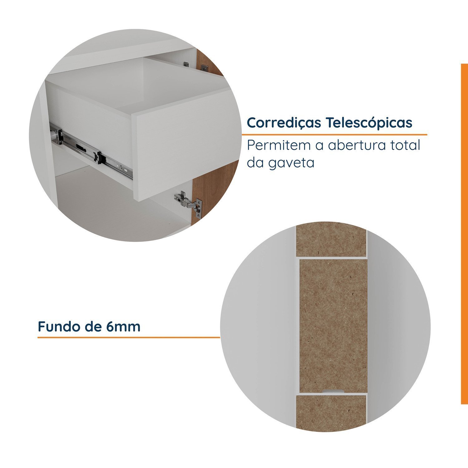 Mesa de Cabeceira Modular Esquerda 2 Portas 1 Gaveta Hera CabeCasa MadeiraMadeira - 7