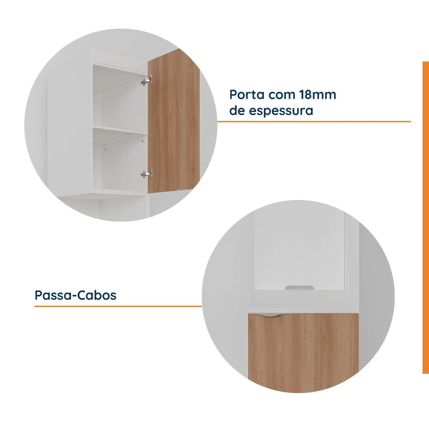 Mesa de Cabeceira Modular Esquerda 2 Portas 1 Gaveta Hera CabeCasa MadeiraMadeira - 6