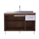 Ver imagem 3 de Balcão para Pia sem Tampo 120cm 3 Portas 1 Gaveta Moscou Bege/Noce/Off White