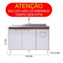 Ver imagem 5 de Balcão para Pia sem Tampo 120cm 3 Portas 1 Gaveta Moscou Bege/Noce/Off White