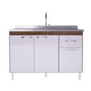 Ver imagem 4 de Balcão para Pia sem Tampo 120cm 3 Portas 1 Gaveta Moscou Bege/Noce/Off White