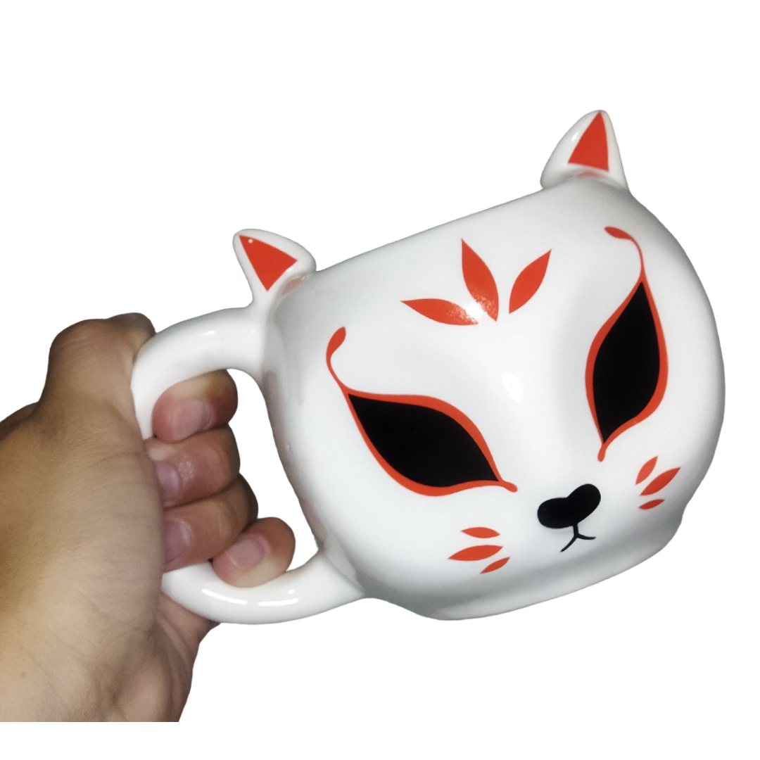 Caneca 3D Gato Gatinho Branco Japonês Cerâmica 350ml Decor
