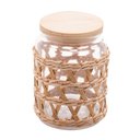 Ver imagem 1 de Pote de Vidro Decorado C/Sisal e Tampa de Madeira 750ml Wolff